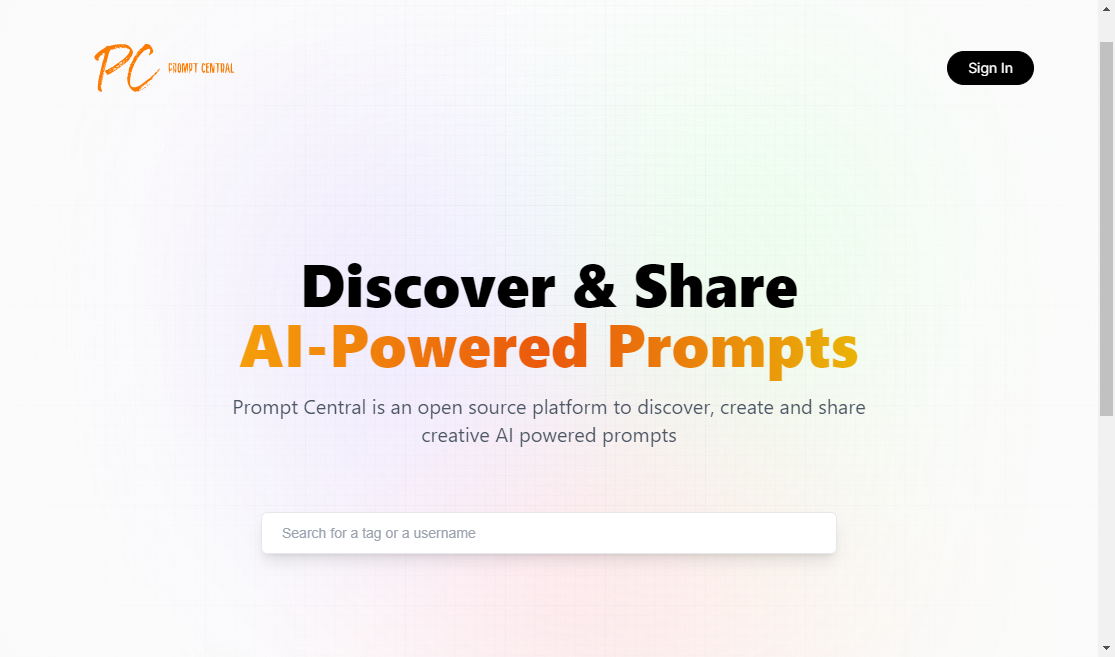 Prompt Central home page